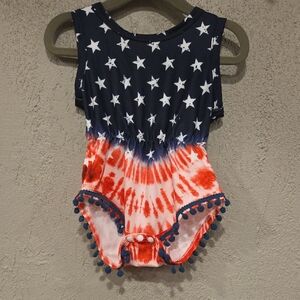 Star and Tie-Dye American Flag Baby Boho Romper